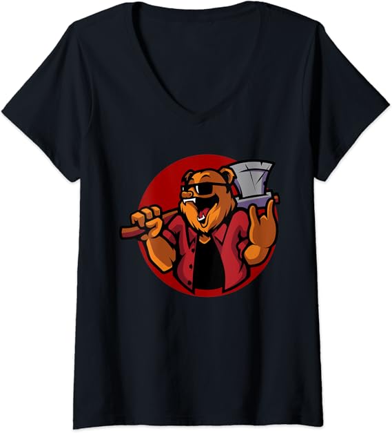 Womens Bearded Bear Lumberjack Bear'd VNeck TShirt Clothing